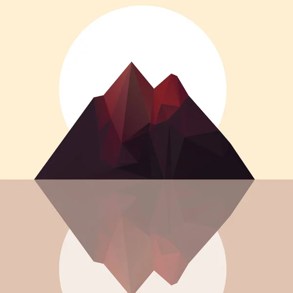 Montanha poligonal com reflexão - Ilustração vetorial — Vetor de Stock